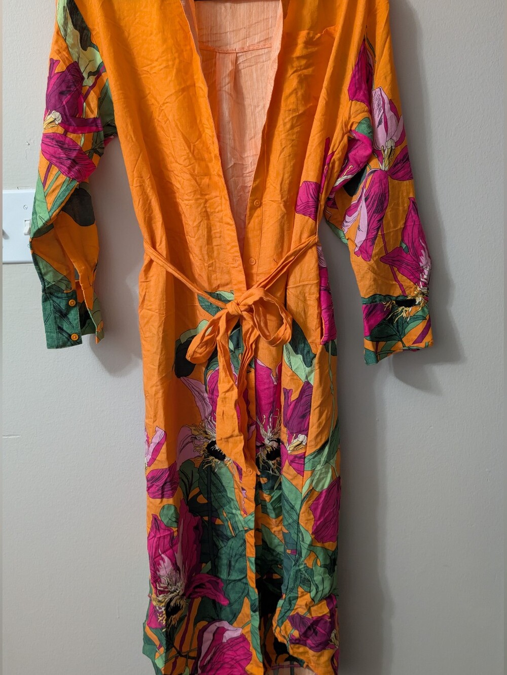 Express Floral Button-Front Floral Shirt Dress FarmRio Vibes - Picture 6 of 8